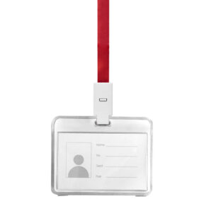 Plastic ID card holder with lanyard