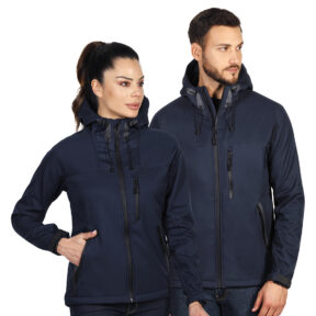 Softshell jacket, fully zippered with hood